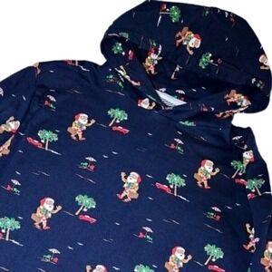Holiday Santa Hawaiian Christmas Hoodie Novelty Print Fun Hooded Top‎